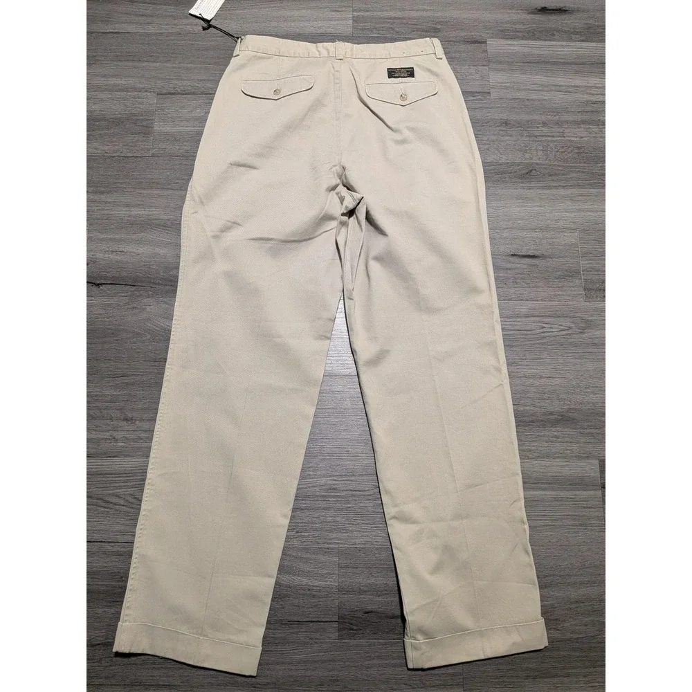 NWT VTG Banana Republic Men's Tan Smithfield Chino Pleated Cuff Pants Size 36x34